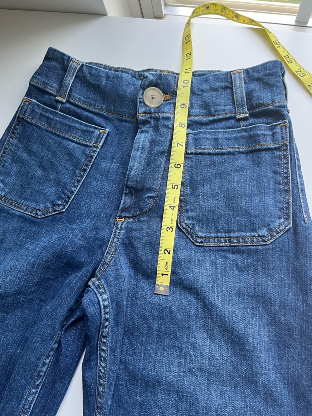 Anthropologie Maeve The Colette Jeans Wide Leg Crop Patch Pocket Blue 25 Petite - Picture 11 of 12